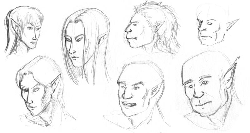 Sketches - Elves and Orcs