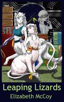 Leaping Lizards cover, showing two white cat-centaurs in front of storage boxes and a circuit-like design